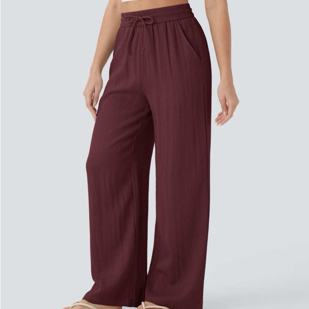 Women's Burgundy Wide-Leg Pants